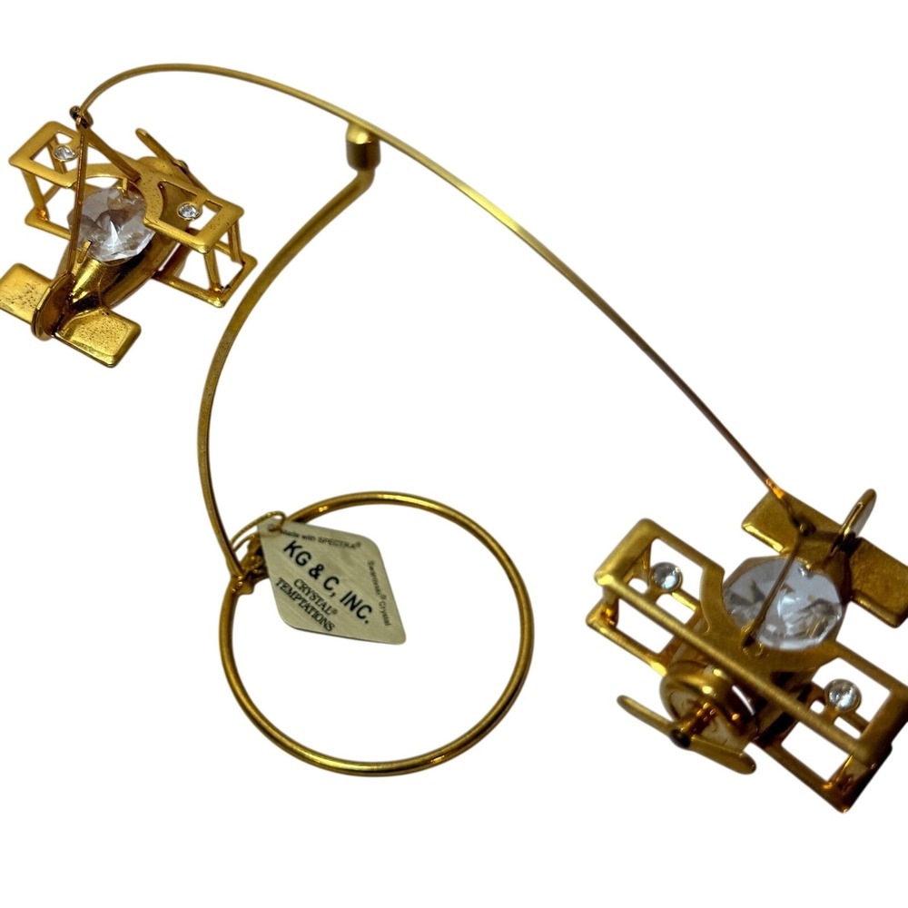 Crystal Temptations Gold Plated Biplane Balancing Mobile Swarovski Crystal